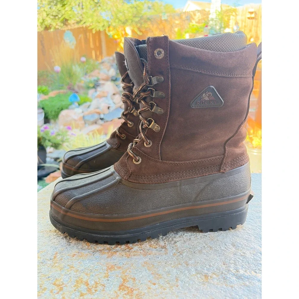 Rocky 7738 Mens Brown Thinsulate Insulated Leather Duck Boots Size 9